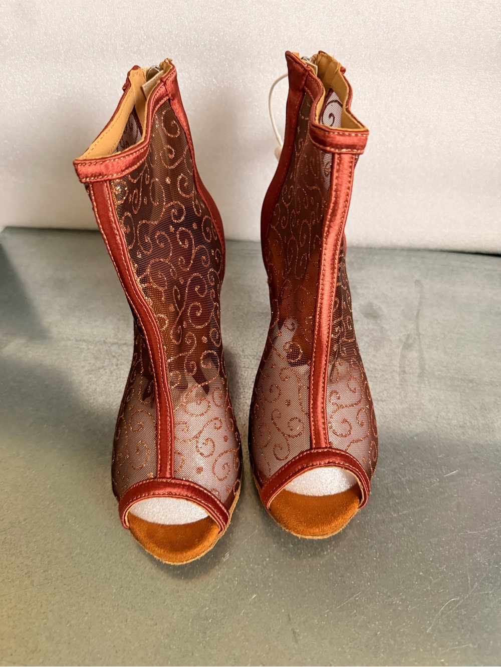 Women's Copper Mesh Peep-Toe High Heels